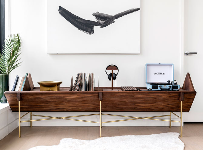 Midcentury Open 45 Credenza vinyl unit by Sitskie