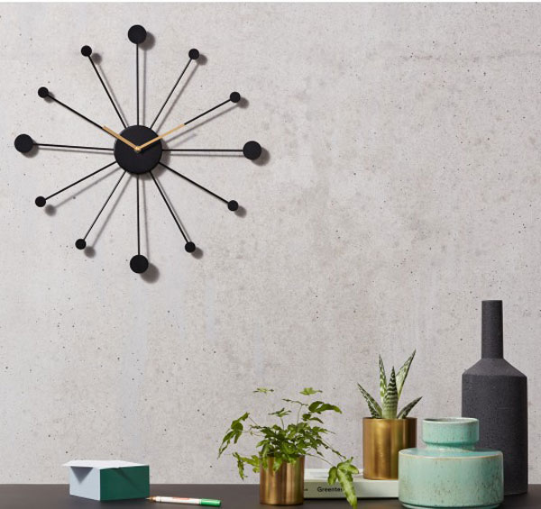 George Nelson-style Sputnik wall clock at Made