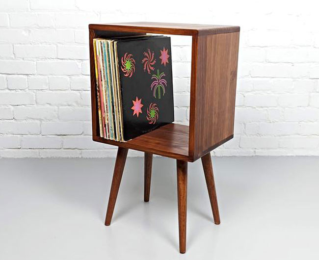 Midcentury modern vinyl consoles by Vybe Furniture