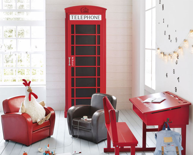 Red phone box wardrobe for kids at Maisons Du Monde