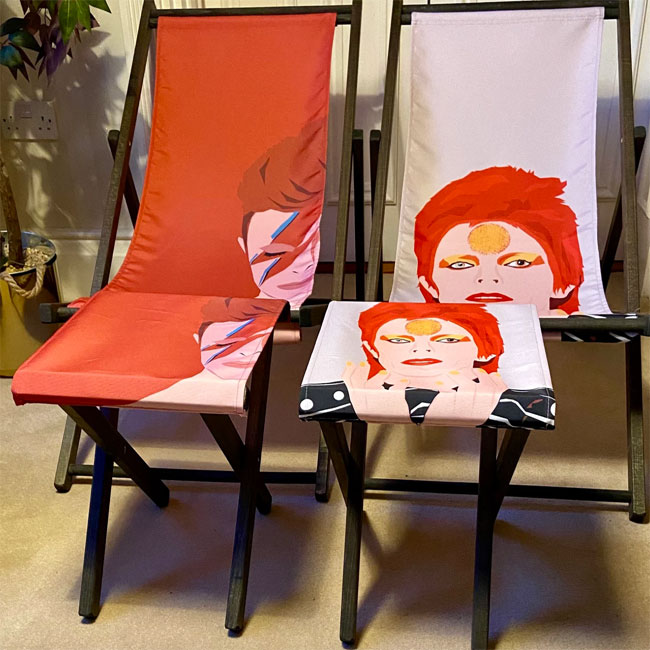 David Bowie deckchair set by Anarchy of Deckchairs