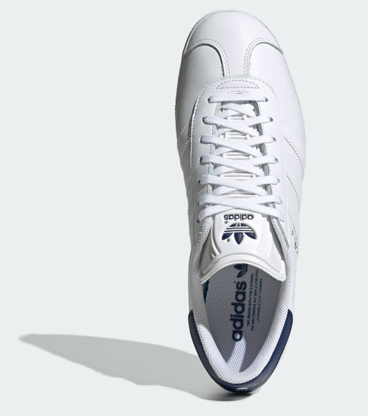 white & navy gazelle trainers