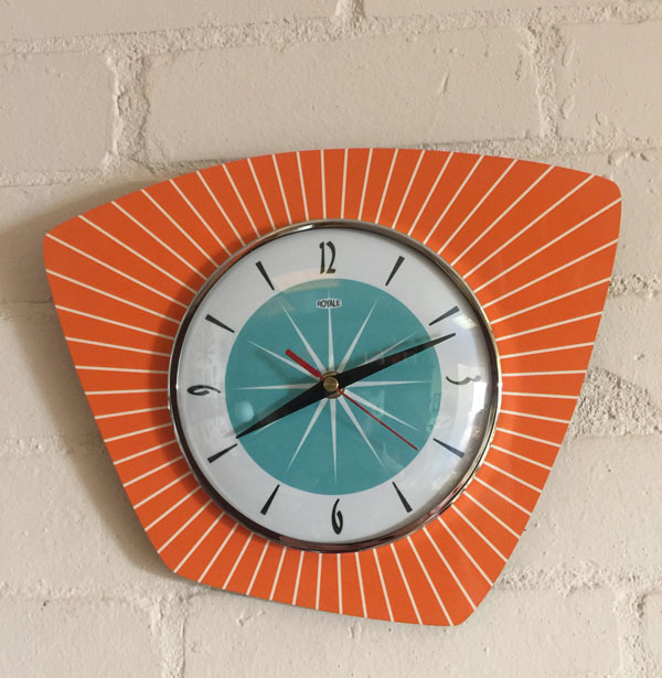 Authentic midcentury modern clocks by Royale Enamel