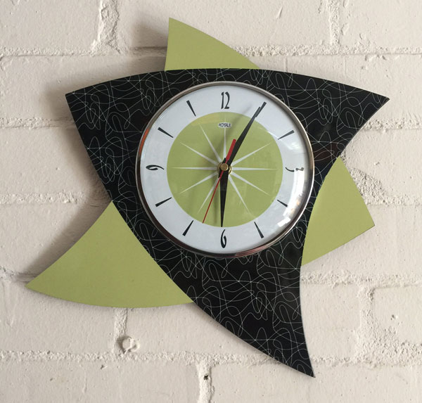 Authentic midcentury modern clocks by Royale Enamel