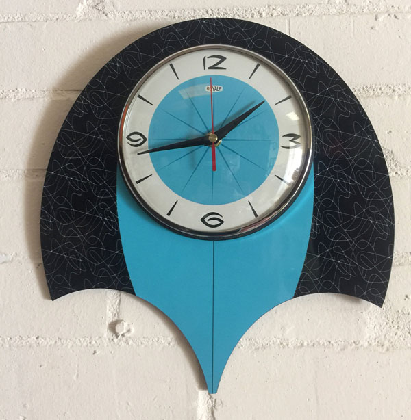 Authentic midcentury modern clocks by Royale Enamel