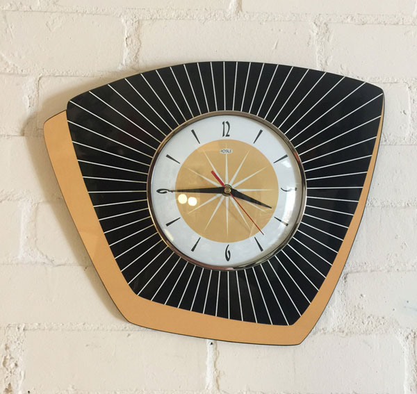 Authentic midcentury modern clocks by Royale Enamel