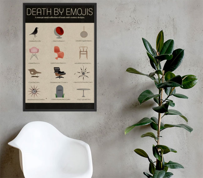 Midcentury modern emojis by Death By Modernism