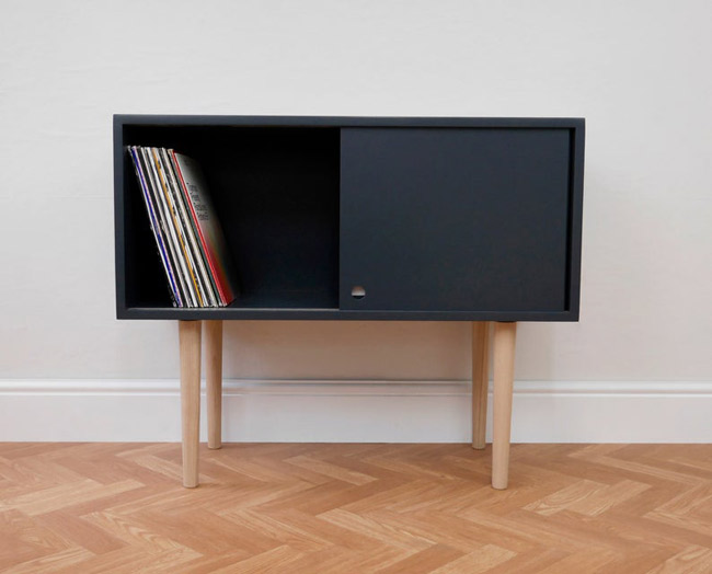 Retro graphic print record cabinets at Elizabeth Dot Design