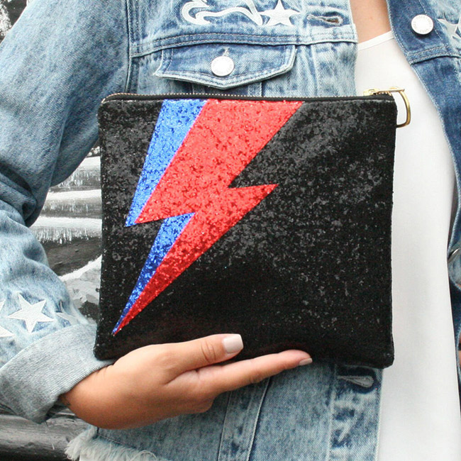 David Bowie-inspired glitter clutch bag by SoS15