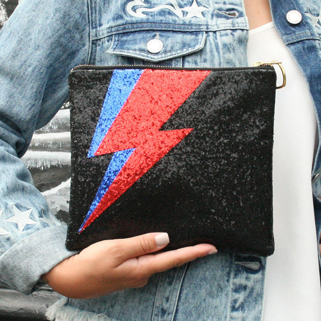 David Bowie-inspired glitter clutch bag by SoS15 - Retro to Go