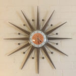 10. Midcentury modern sunburst wall clock by Royale Enamel
