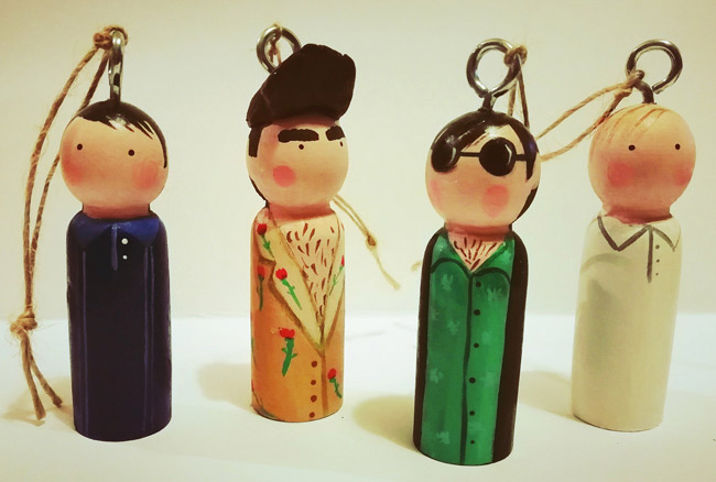Handmade rock and indie Christmas decorations by Florence and Belle