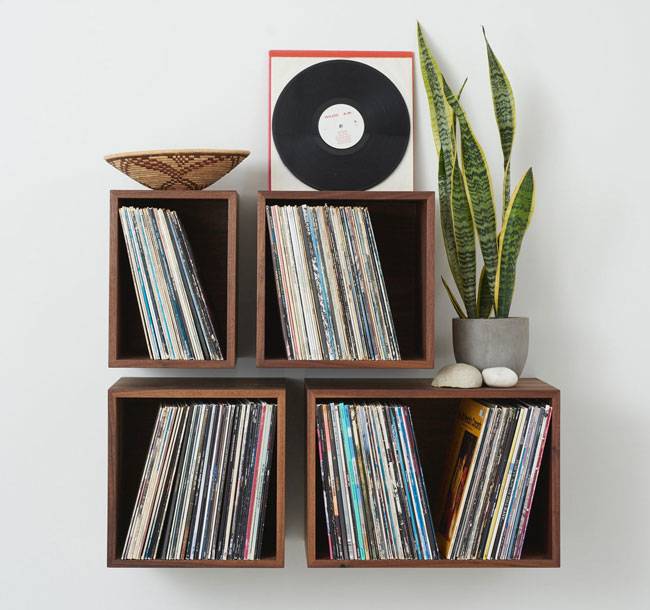 29. Floating vinyl storage shelves by Krovel Furniture