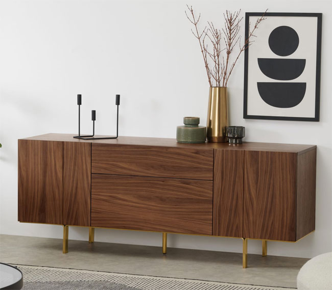 13. Keaton walnut and brass sideboard