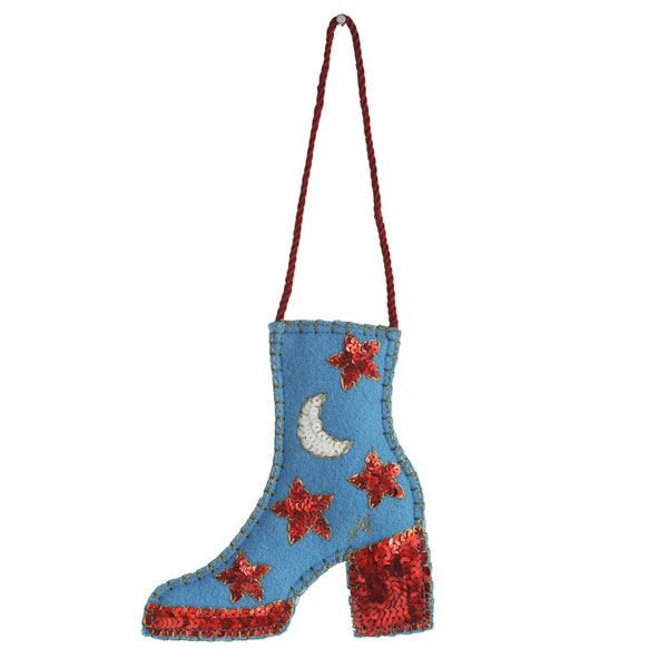 Glam rock Christmas decorations and stockings by Jan Constantine