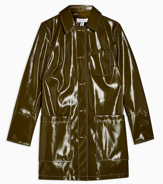 1960s-style vinyl car coat at Topshop