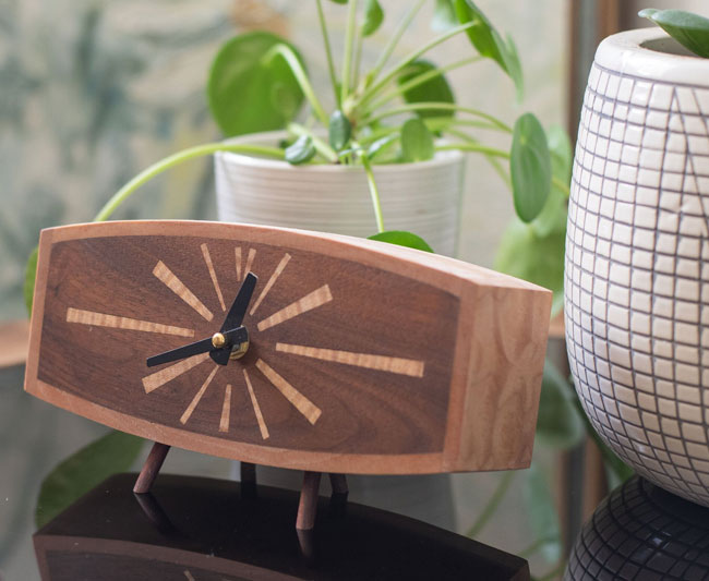 Upcycled midcentury modern clocks by Blackwell Woodworks