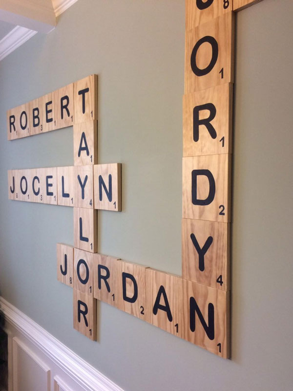 Handmade oversized Scrabble letters by Epic Woodworx