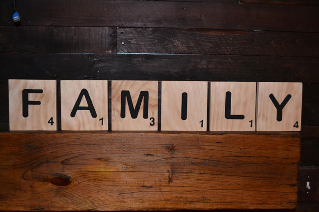 Handmade oversized Scrabble letters by Epic Woodworx