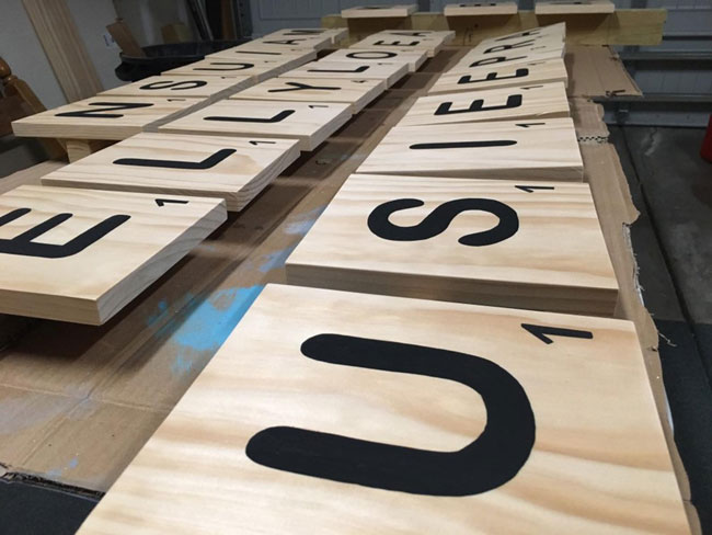 Handmade oversized Scrabble letters by Epic Woodworx