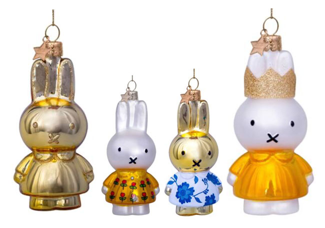 10. Miffy Is Gold Christmas Ornament Set by Vondels