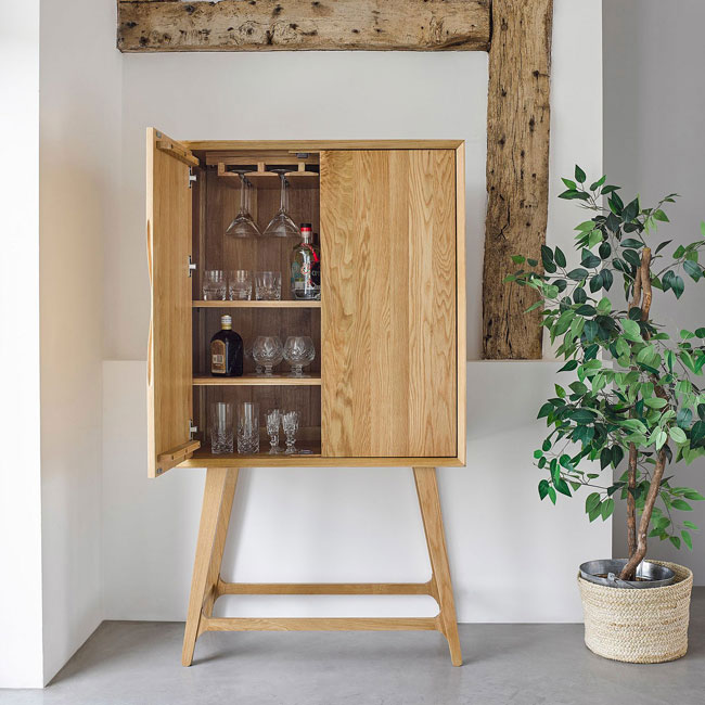 11. Ellipse retro oak drinks cabinet at Oak Furnitureland