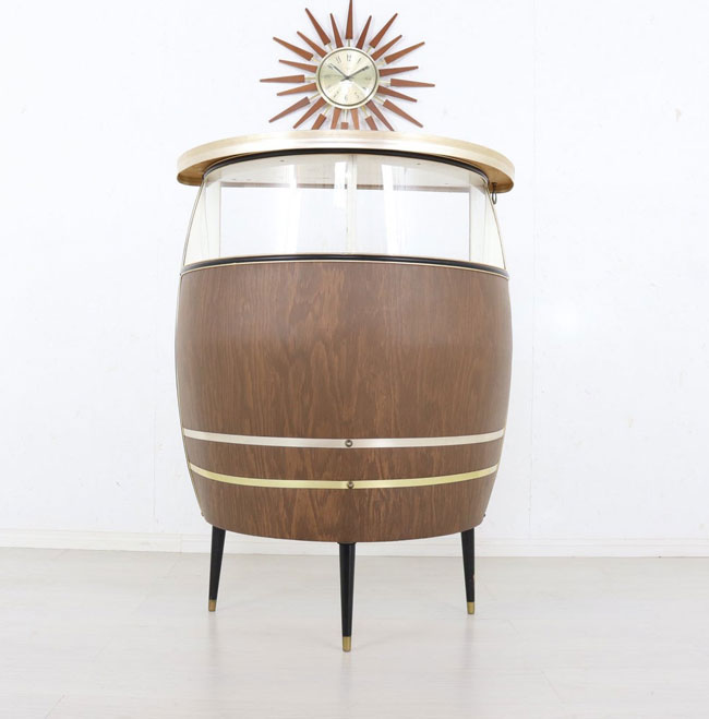 9. Vintage 1960s barrel home cocktail bar