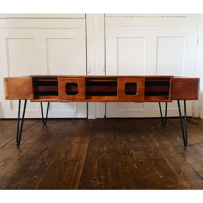 Handmade retro cassette coffee table by Cambrewood
