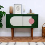 Handmade retro vinyl cabinets by Elizabeth Dot Design