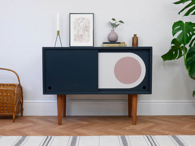 Handmade retro vinyl cabinets by Elizabeth Dot Design