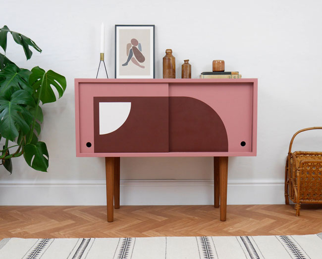 Handmade retro vinyl cabinets by Elizabeth Dot Design