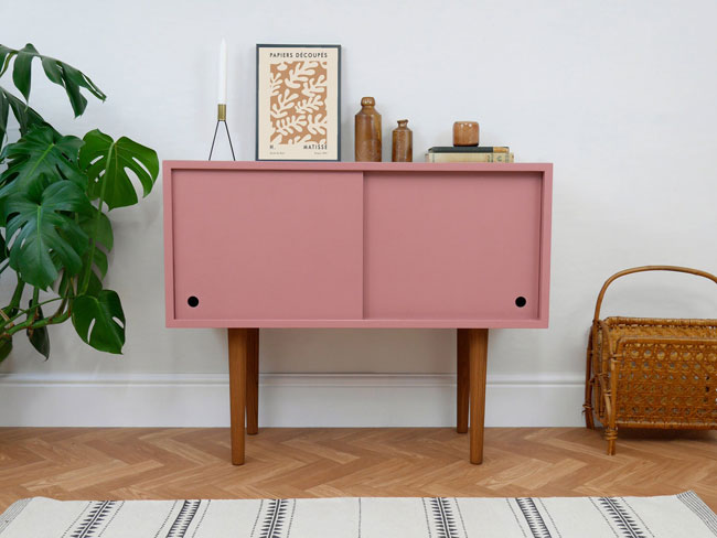 Handmade retro vinyl cabinets by Elizabeth Dot Design