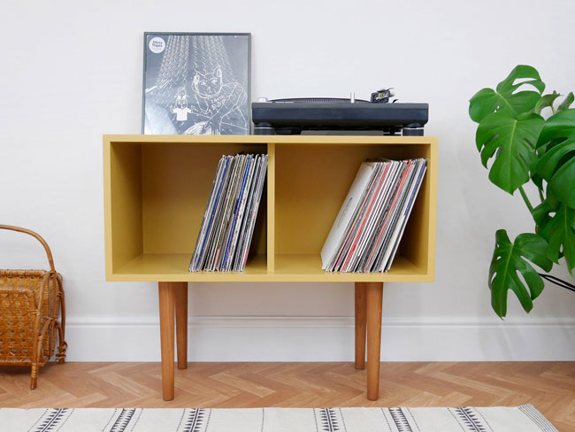 Handmade retro vinyl cabinets by Elizabeth Dot Design