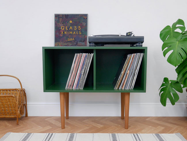 Handmade retro vinyl cabinets by Elizabeth Dot Design