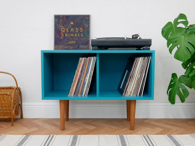 Handmade retro vinyl cabinets by Elizabeth Dot Design