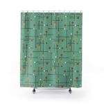 Bold retro shower curtains by Midcentury Modern Gal