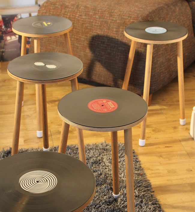 Vibyl bespoke handmade vinyl side tables