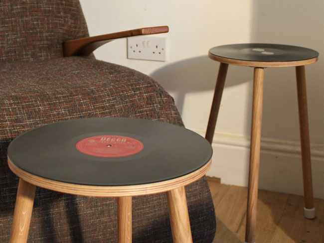 Vibyl bespoke handmade vinyl side tables