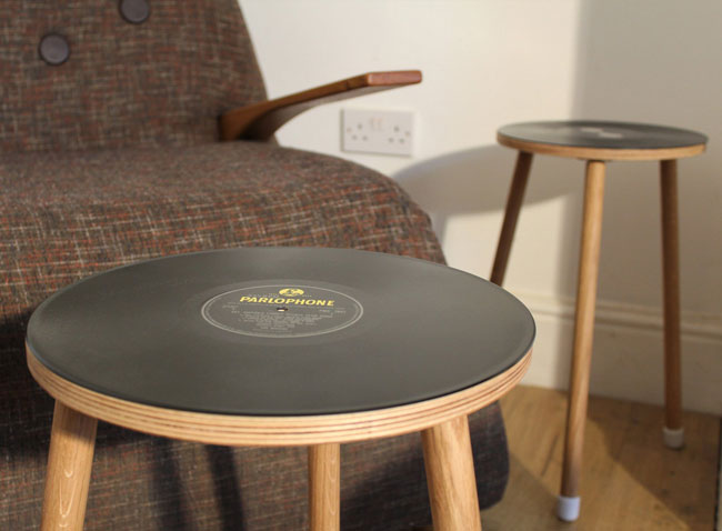 Vibyl bespoke handmade vinyl side tables