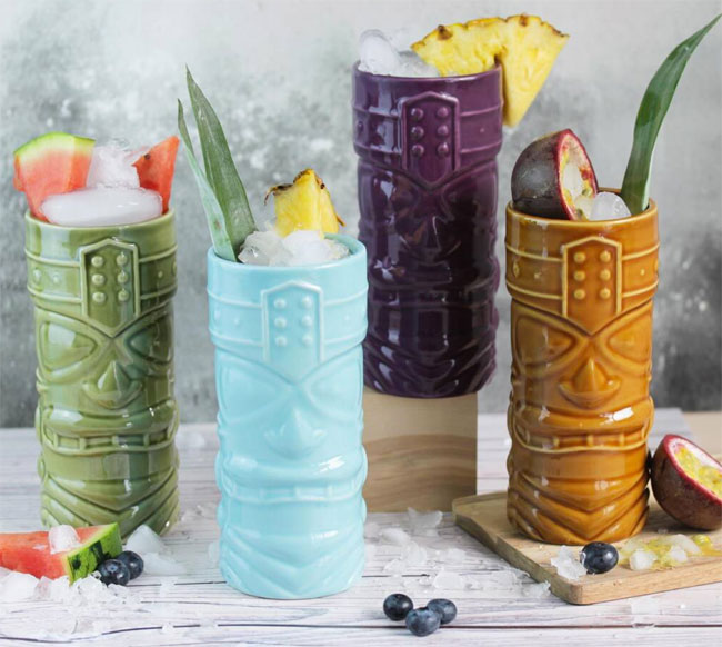 9. Tiki Style Coloured Cocktail Jars