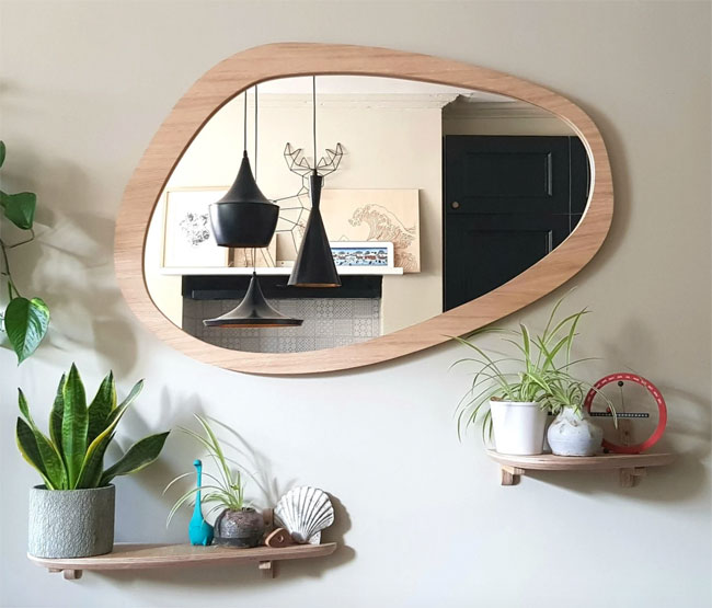 9. Quill 2 retro wall mirror by Just Makers Studio