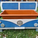 Handmade camper van-themed garden planter