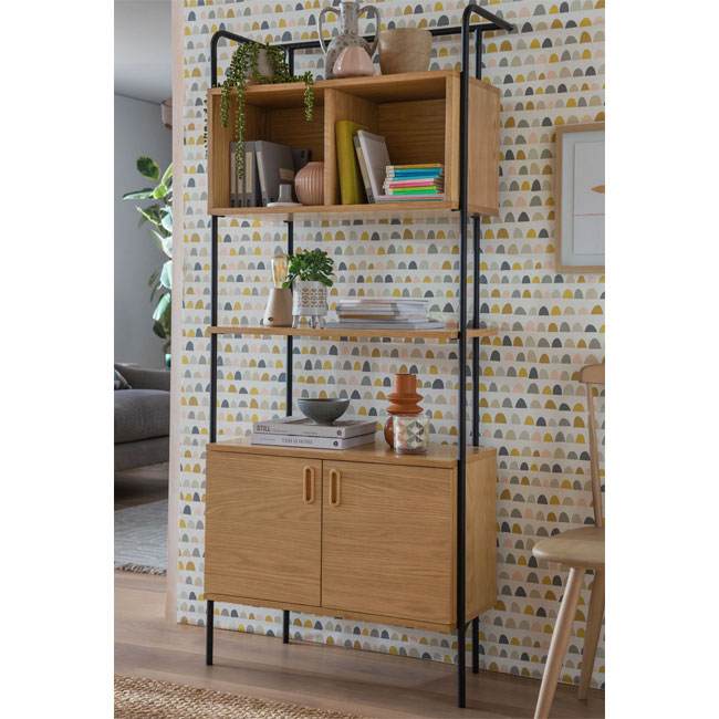 Scion retro Nordic oak shelving unit