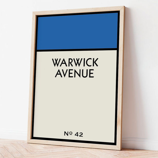 Custom Monopoly street name prints by My Inspired Life