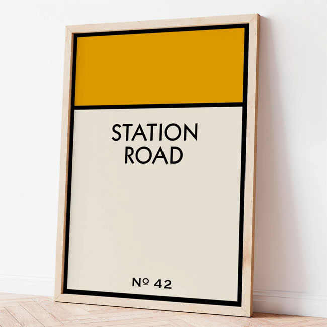 Custom Monopoly street name prints by My Inspired Life