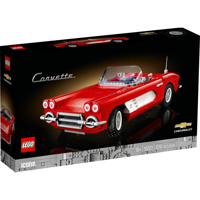 Lego 1961 Chevrolet sports car set zooms in