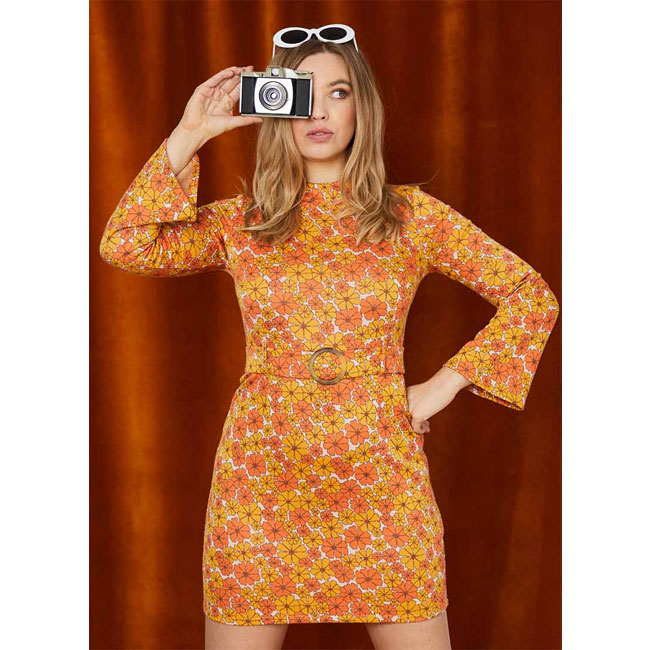 Tate Floral Marigold Print Jersey Dress