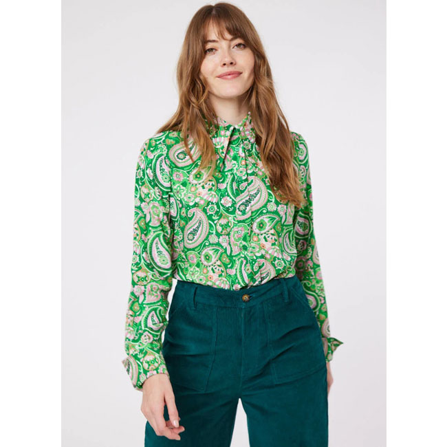 1970s-style dagger collar blouses at Joanie